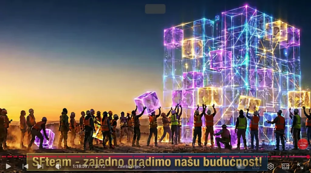 SFT21 Business Concept prikazan kroz tim koji zajedno gradi višeslojni digitalni ekosustav