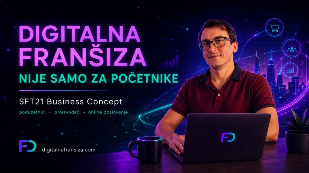 Digitalna franšiza nije samo za početnike – Filip Dorić uz laptop predstavlja SFT21 Business Concept za poduzetnike, proizvođače i online poslovanje.